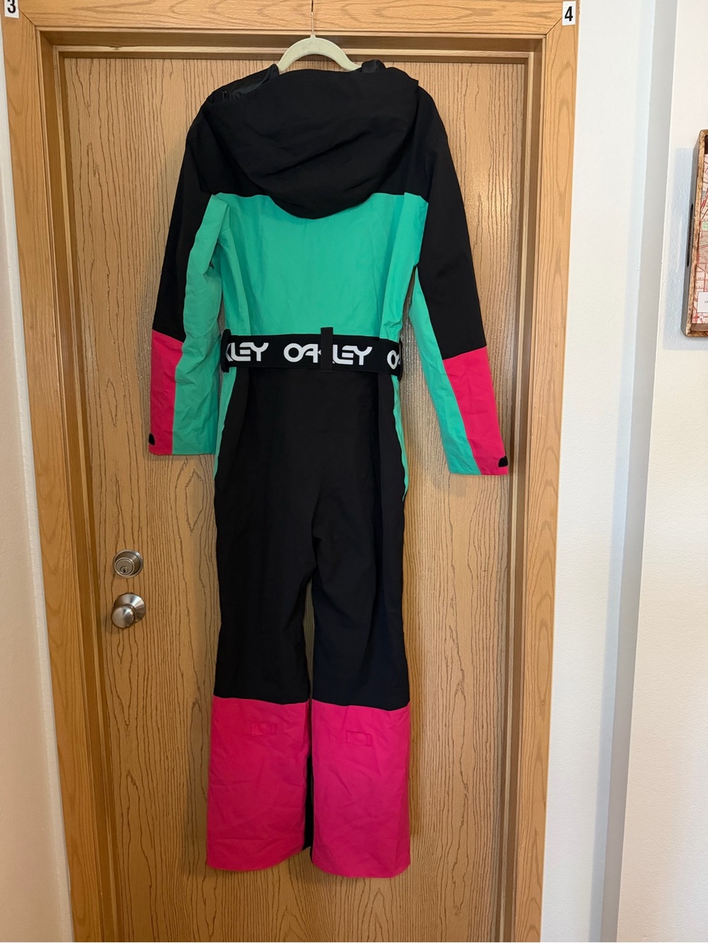 Oakley Black Ski One-Piece with Teal and Red Panels - Picture 4 of 5